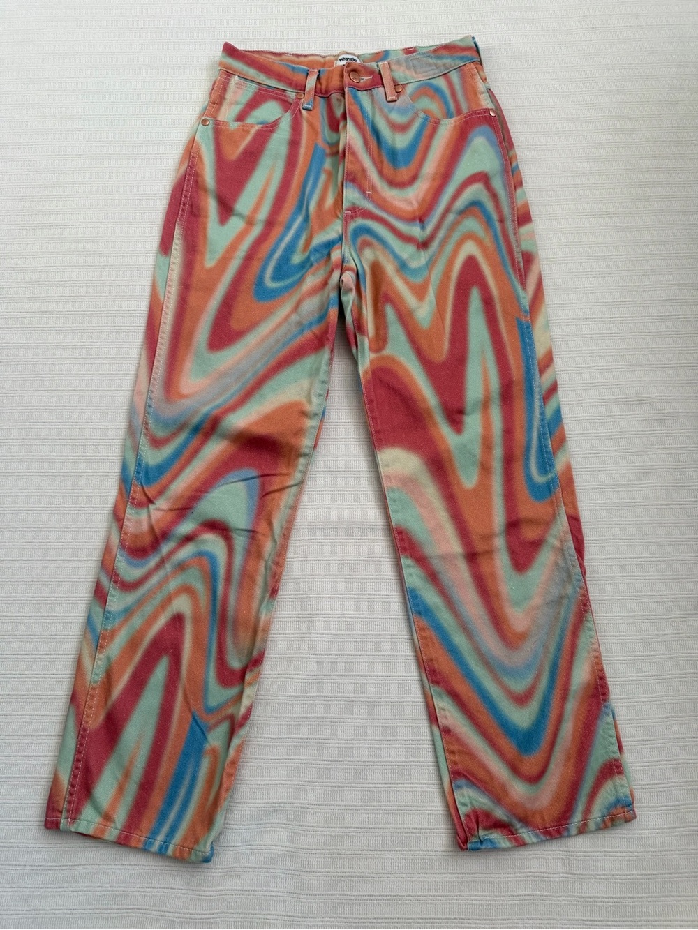 Wrangler Wild West High Rise Straight Marble Swirl Psychedelic Jeans 29x28